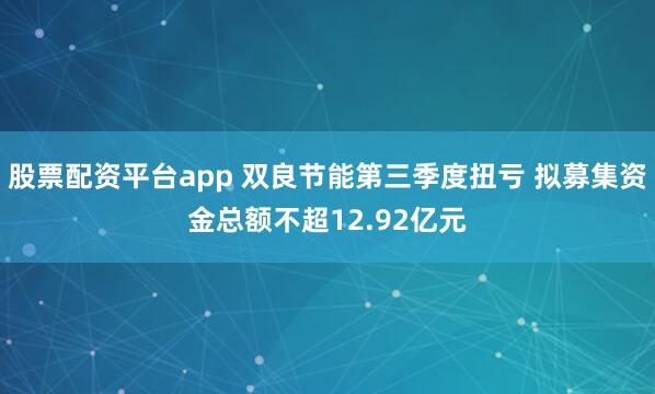 股票配资平台app 双良节能第三季度扭亏 拟募集资金总额不超12.92亿元
